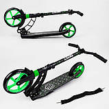 Самокат двоколісний Best Scooter 62798 Чорно-зелений, з колесами PU 230/180 мм, амортизація, кермо 360°, до 100, фото 6