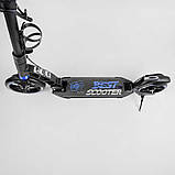 Дитячий двоколісний самокат 90166-B з фарою, колеса PU 23/20 см, 2 амортизатори, дискове гальмо, до 100 кг, фото 3