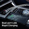 Автомобільний зарядний пристрій із вольтметром BASEUS Digital Display Dual 2 USB 4.8 A 24 W Black, фото 7