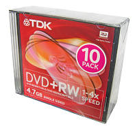 Диск DVD+RW TDK 4.7 Gb 4x Slim 10 pack