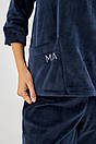 Піжама жіноча однотонна велюрова синя Modna KAZKA MKRM4033-1, фото 4
