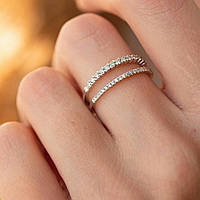 Двойное кольцо в белом золоте с бриллианты кб0450ca