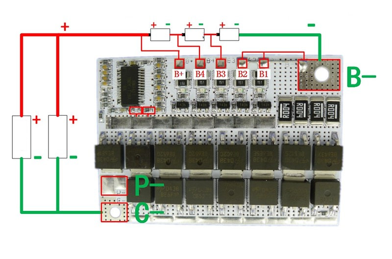 Плата защиты аккумулятора BMS для Li-ion с балансировкой 3S 12V 50A - фото 2 - id-p1744312975