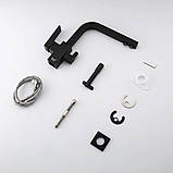 Змішувач для кухні з підключенням фільтра питної води FAOP A4309-6, чорний, фото 5