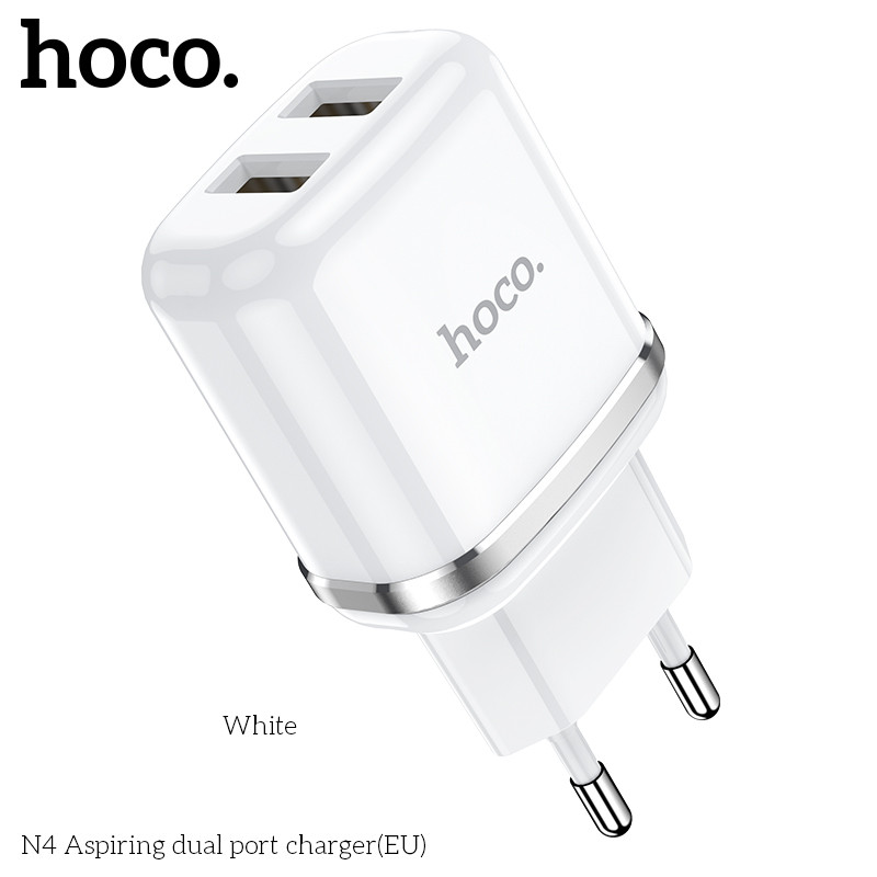 Адаптер мережевий HOCO Aspiring dual port charger N4 |2USB, 2.4A| (Safety Certified)