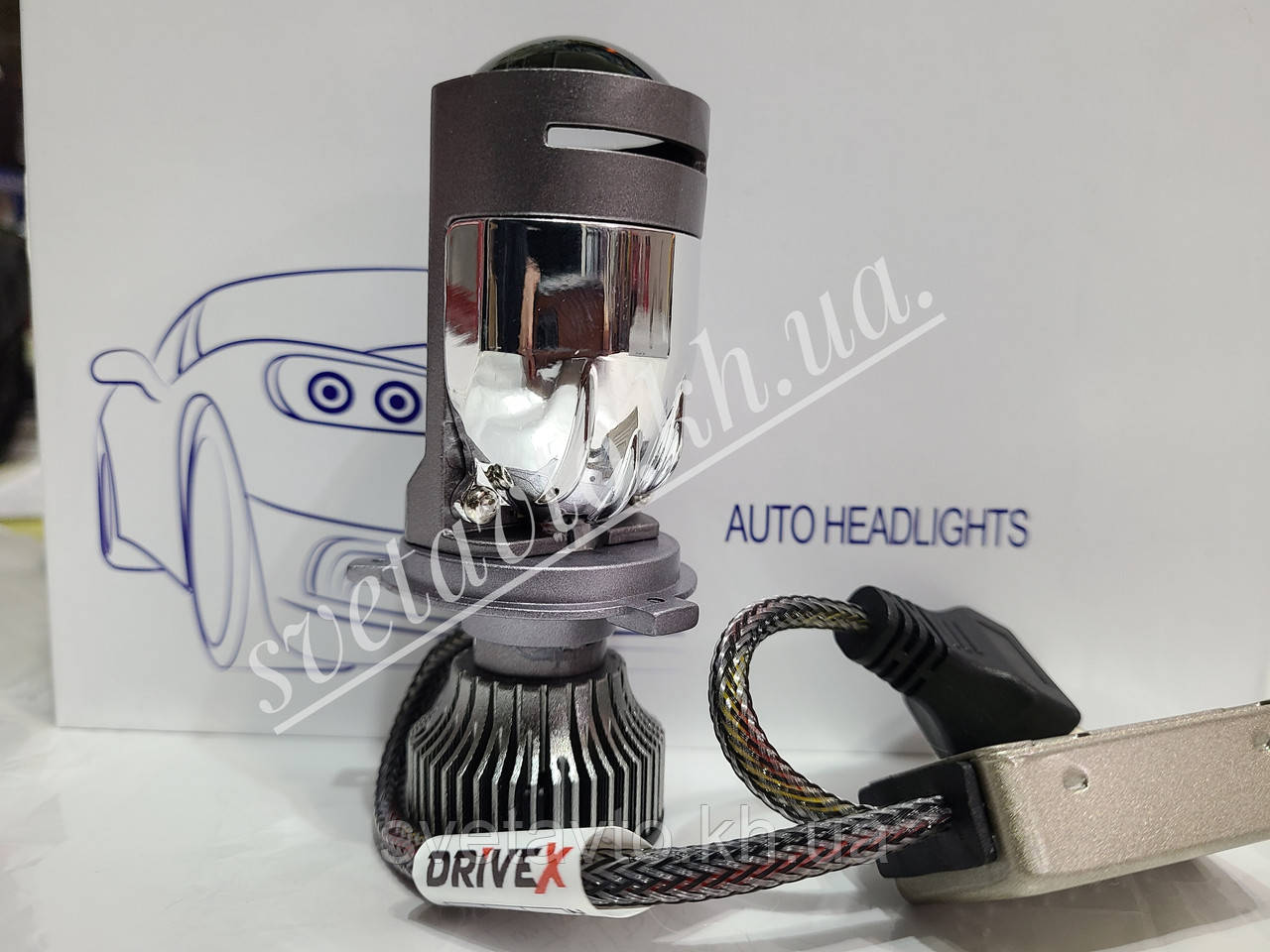 Led лампы H4 с мини линзой Drivex 12-24 Вольт 6000 K ( комплект 2шт) - фото 5 - id-p1744298660