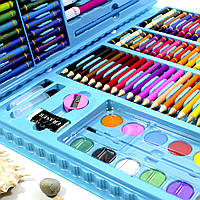 Творческий набор для рисования Lesko Super Mega ArtSet 168 предметов Blue Карандаши Краски Мелки Бумага Футляр