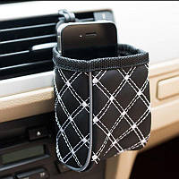 Шкіряна кишеня-органайзер в автомобіль, сумка для зберігання речей в авто (чорна)