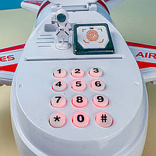 Електронна скарбничка-сейф з кодовим замком та відбитком пальця літак "Aircraft" 6688-33, червоний, фото 3