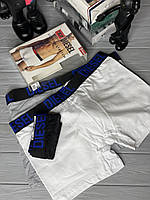 Набор мужских трусов из 3 шт Diesel черный , белый , серый с коробкой /набор удобных боксерок Дизель L