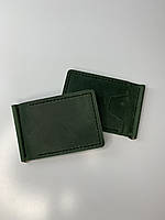 Зеленый денежный зажим для купюр Базовый из натуральной кожи с отделениями по кредитные карты