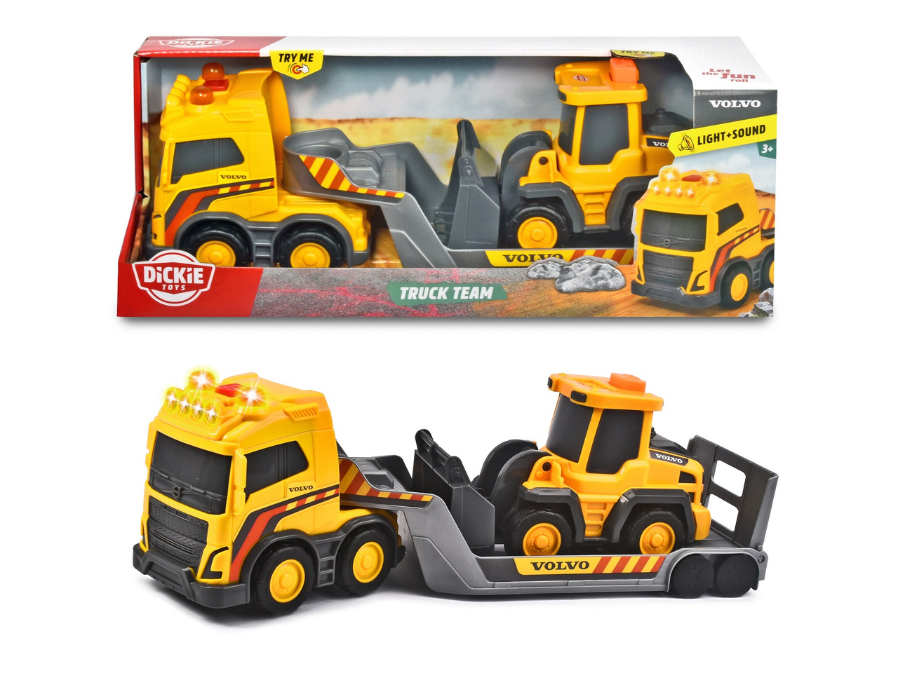 Ігровий набір Dickie Toys Вантажівка Вольво з причепом і навантажувачем 32 см (3725008)