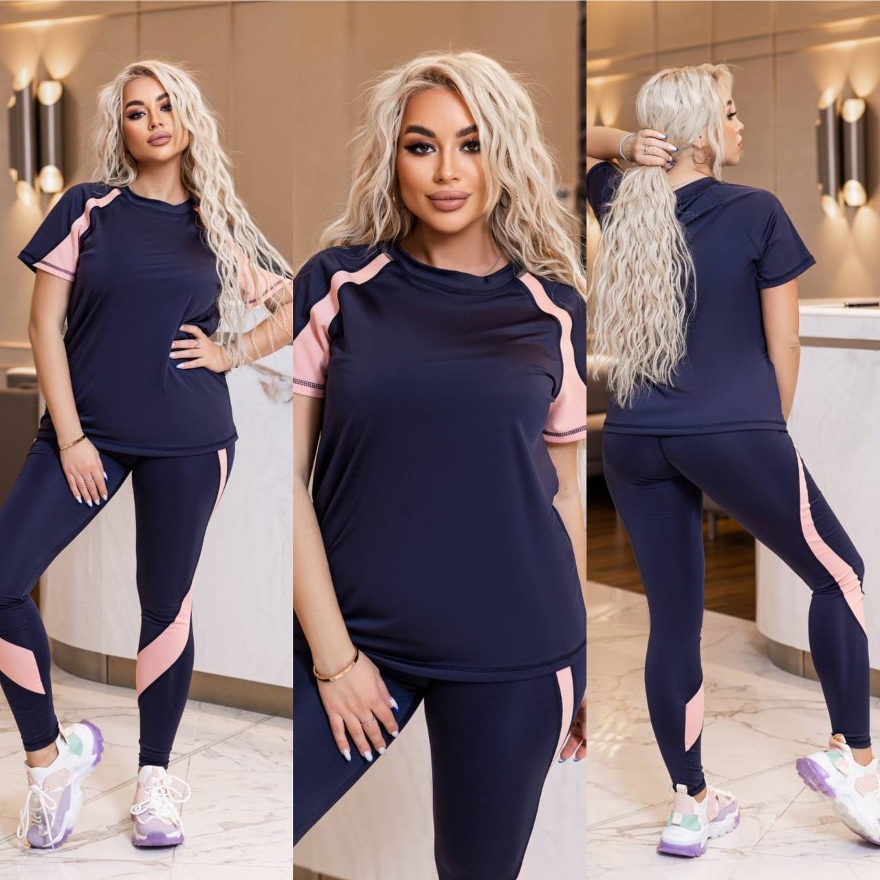 Фітнес костюм спортивний футболки та лосини мікродайвінг, фото 1