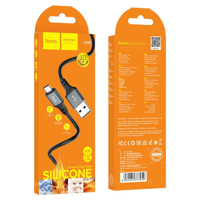 Кабель Hoco X86 Spear USB на Micro-USB для зарядки та передачі даних, фото 1