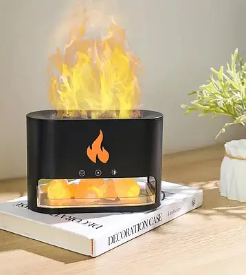 Стильна соляна лампа "Flame-101" з функціями нічника та зволожувача повітря чорного кольору
