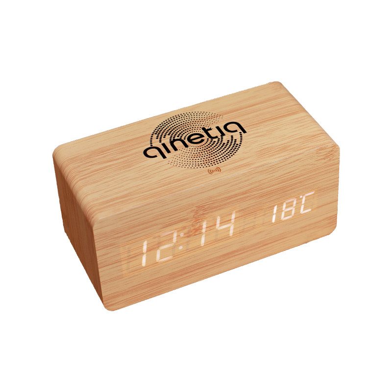 Годинник LED з бездротовою зарядкою Qinetiq Wood-Clock 1000 10W чорний Пісочний, 147