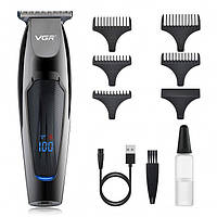 Машинка для стрижки волос беспроводной триммер VGR V-070 с USB и индикатором зарядки зарядкой с насадками