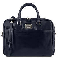 Шкіряний портфель для ноутбука з передньою кишенею Tuscany Leather Urbino TL141241 (Темно-синій)