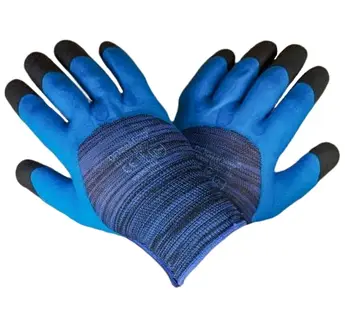 Рукавиці "піна" стрейч сині з чорними пальцями, розмір — 10 (140070)