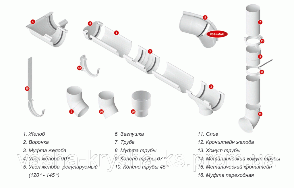 Угол желоба 90*. Угол наружный для желоба 90* коричневый - фото 4 - id-p291300744