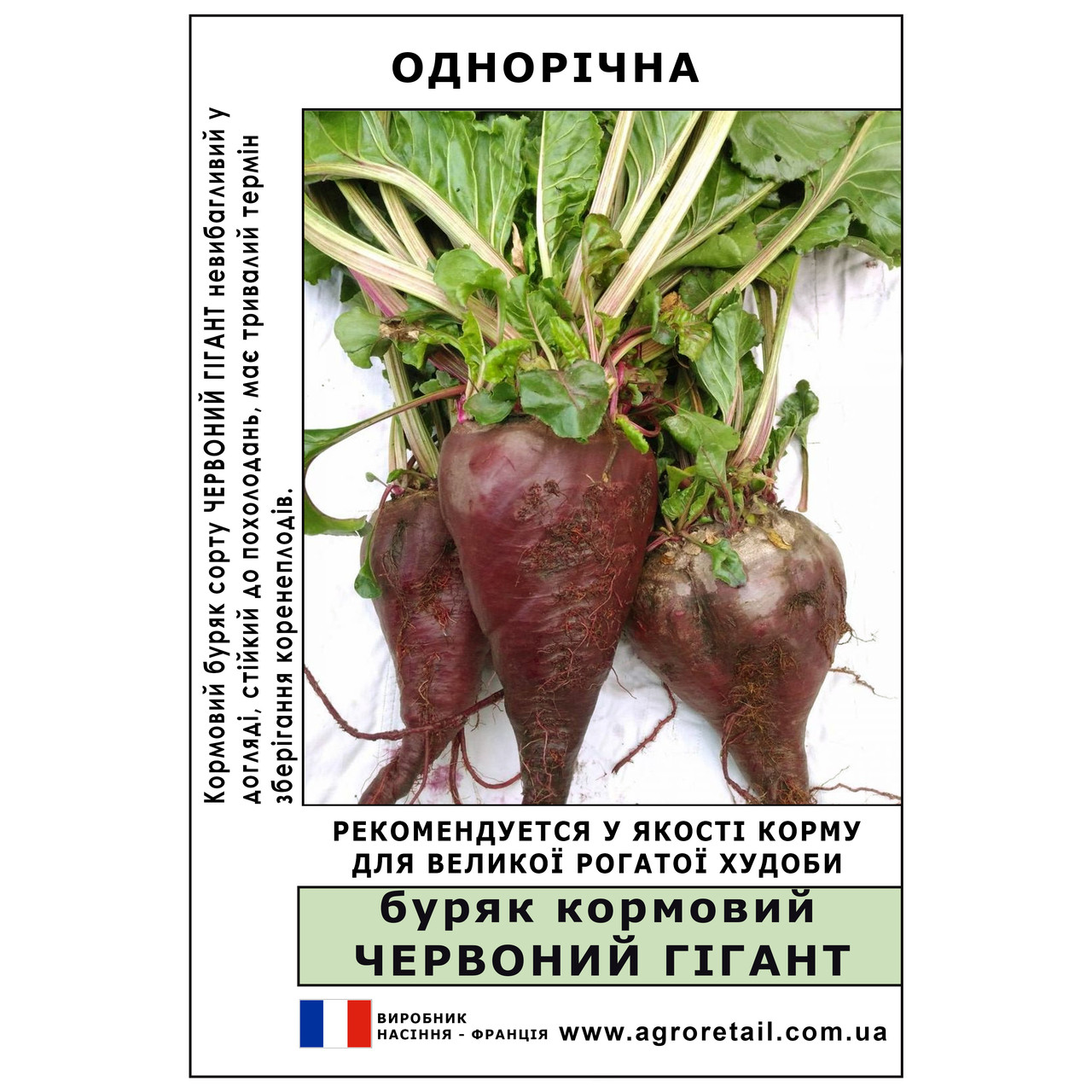 Буряк кормовий Червоний гігант ваговий 100 г GSN Semences, фото 1