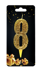 Свічка — цифра в торт 8 ЗОЛОТІ