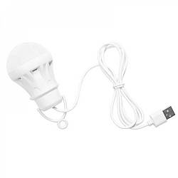 Портативна світлодіодна USB LED лампочка від павербанку (0.9м, 3W). White