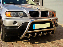 Передній захист кенгурятник з лого WT004 нерж BMW X5 E-53 1999-2006