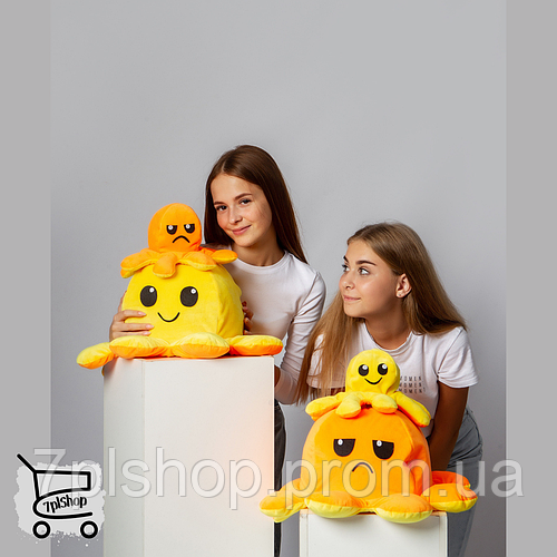 Большая мягкая игрушка осьминог перевертыш 30х50 Плюшевая милая ...