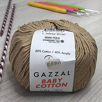 Пряжа Gazzal Baby Cotton цвет 3424 Бежевый КР