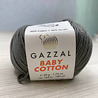 Пряжа Gazzal Baby Cotton цвет 3450 Тёмно-серый КР