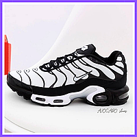 Кроссовки мужские Nike air max TN+ white black / Найк аир макс ТН+ плюс белые черные