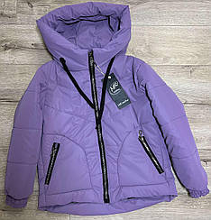 Куртка дитяча весна-осінь для дівчинки бузкового кольору на флісовій підкладці, розміри 116, 122, 128, 134, 140