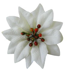 Штучна квітка пуансетії D10см голова біла