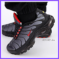 Кроссовки мужские Nike air max TN+ gray black / Найк аир макс ТН+ плюс серые черные