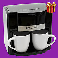 Електрична кавоварка Domotec MS0708 Капітольна з двома чашками по 150 мл Чорна Новинка