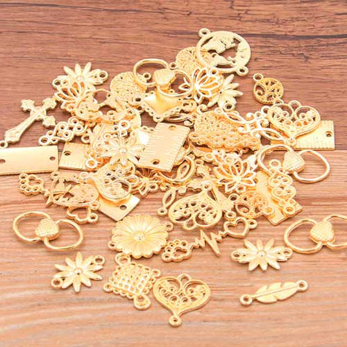 Набір підвісок металевих 100г, шарми шарміки, Змішані, золото, фото 1