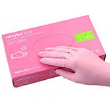 Рукавички нітрилові рожеві NITRYLEX PINK розмір S неопудрені, фото 3