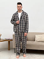 Фланелевая мужская пижама тройка брюки рубашка и футболка одежда для дома и сна