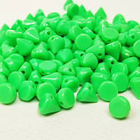 Бусины пластиковые конус 8х8мм - 10 гр, цвет зеленый неон КР