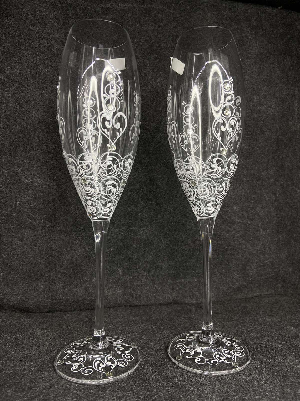 Весільні бокали (келихи) для шампанського Bohemia з розписом, фото 1