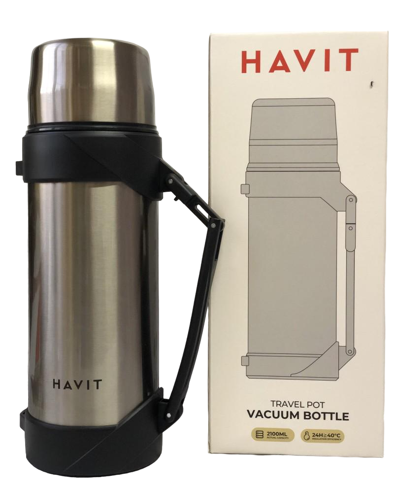 Термос 800 мл стальовий Havit HV-TM004 СРБЛЯСТИЙ, фото 1