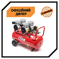 Безоливний поршневий компресор INTERTOOL PT-0023 (50 л, 2х0.75 кВт, 220 В, 8атм, 270 л/хв, малошумний TSH