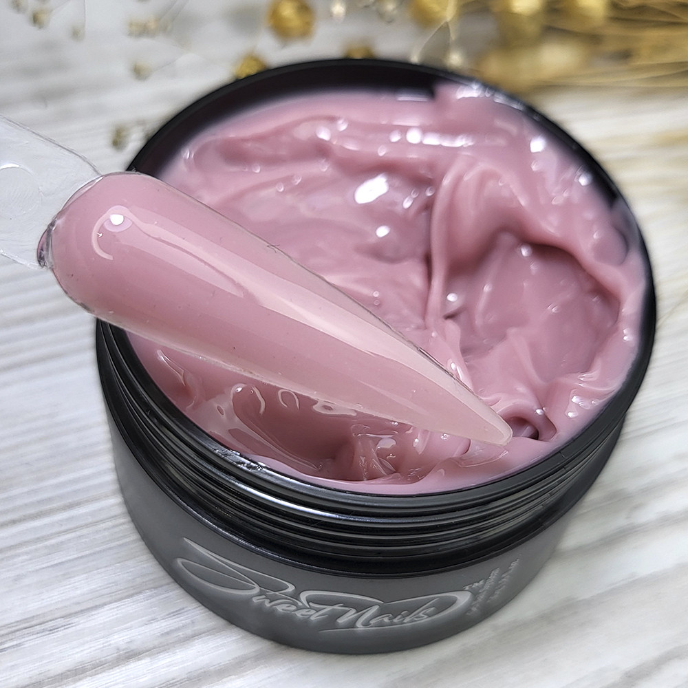 Камуфлюючий каучуковий крем гель для нарощування нігтів Sweet Nails Bianco рожевий 50 г