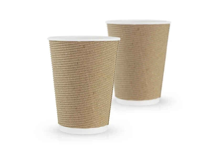 Стакан паперовий гофрований  бурий 340мл F-горизонт 25шт/уп