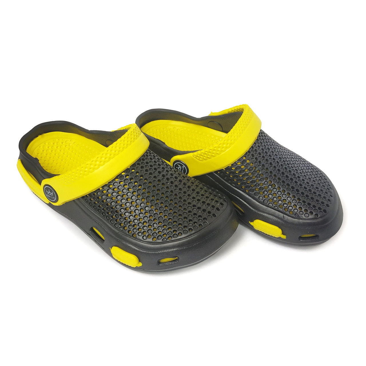 Крокси дитячі сабо на хлопчика шльопанці чорно-жовті сабо 26/27 (16.5-17 см), фото 1