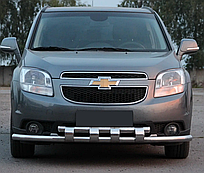 Передній захист ус ШАРК низ цільний 60/60 (нерж) Chevrolet Orlando 2010-