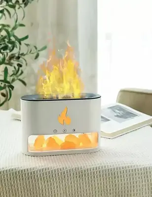 Соляна лампа  "Flame-101" з ультразвуковим зволожувачем повітря та нічником білого кольору