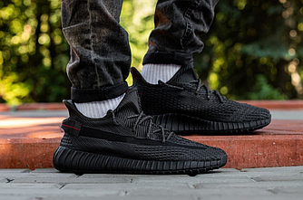 Кросівки чоловічі Adidas Yeezy Boost 350 Black Взуття Адідас Ізі Буст чорні легкі на літо