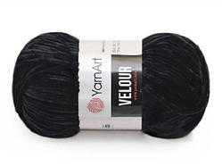 Пряжа для в'язання YarnArt Velour. 100 г. 170 м. Колір чорний 842